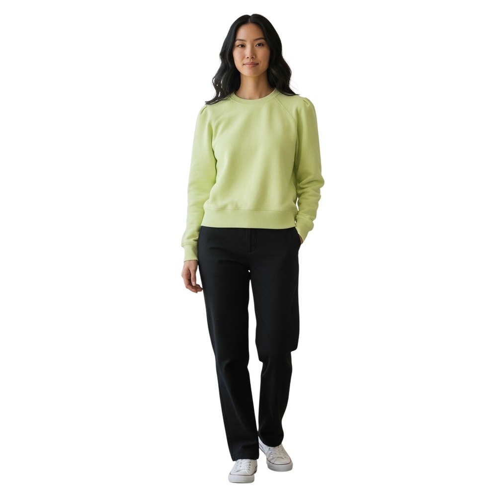 Wilfred Free Aritzia Lime Green Puff Sleeve French Terry Sweatshirt Small